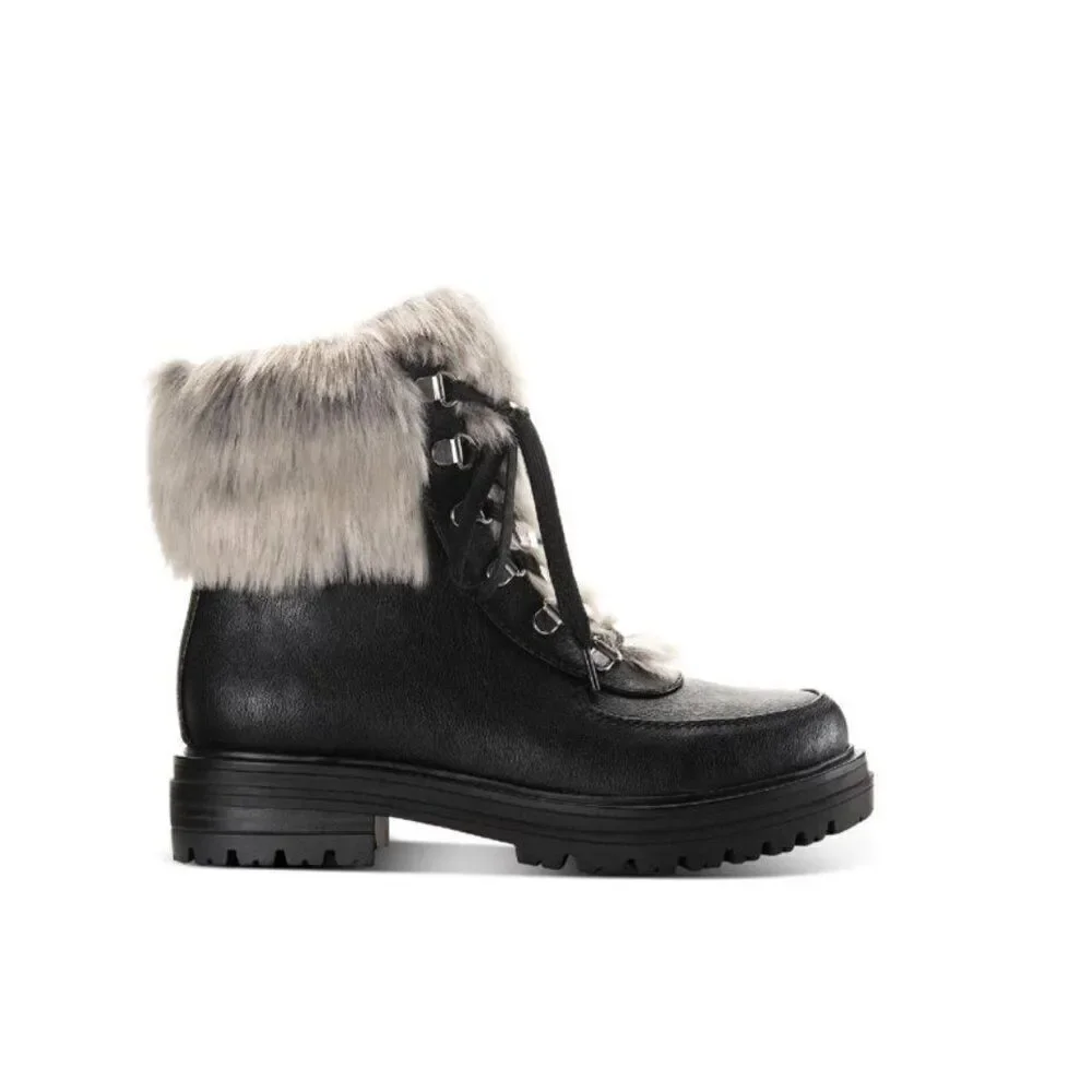 Sun + Stone Womens Orlaa Faux Leather Cold Weather Combat & Lace-up Boots